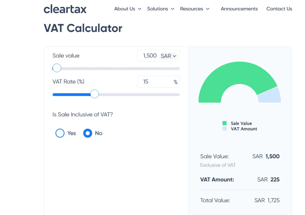 آلة حاسبة لضريبة القيمة المضافة من كليرتاكس