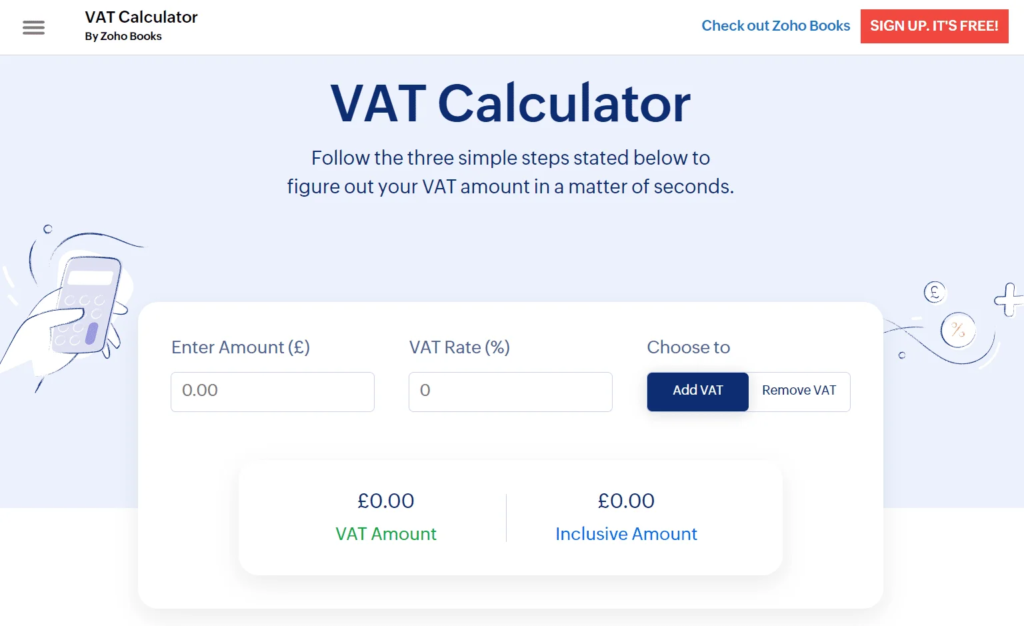 آلة حاسبة للضريبة على القيمة المضافة من زوهو (Zoho VAT Calculator)